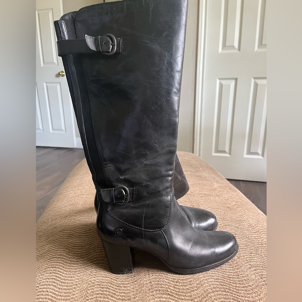 Black leather knee high boots size 9